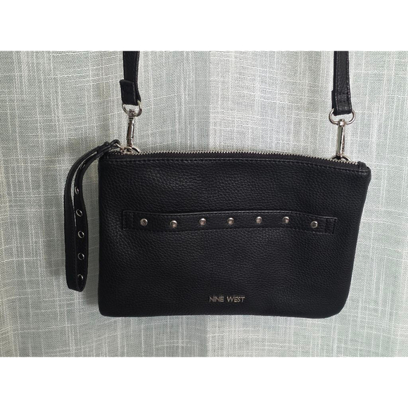 Women's Nine West Black Crossbody Bag Small Faux Leather - Picture 2 of 7